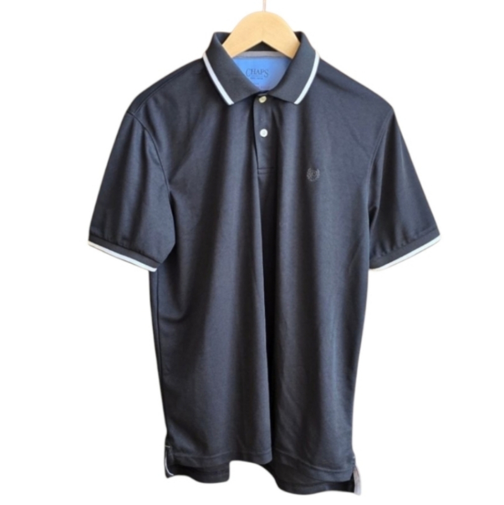 Chaps Men's Black and White Everyday Polo | Medium